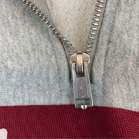 Champion Quarter Zip Hoodie Sweatshirt Red Stripe Medium - Picture 5 of 6